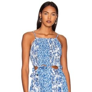 Holland Tie Pleated Dress in Mykonos Blue Porcelain AMUR worn once